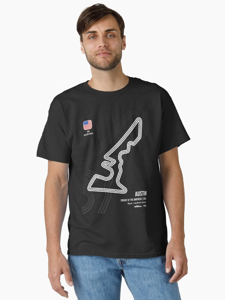 Austin Race Track T-Shirt, Vintage POD Graphic Tee for Streetwear Fans
