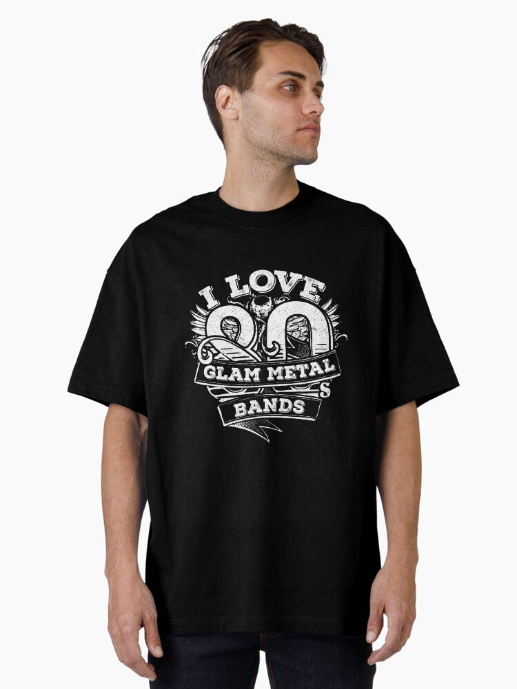 I Love 80S Glam T-Shirt, Vintage POD Graphic Tee for Streetwear Fans