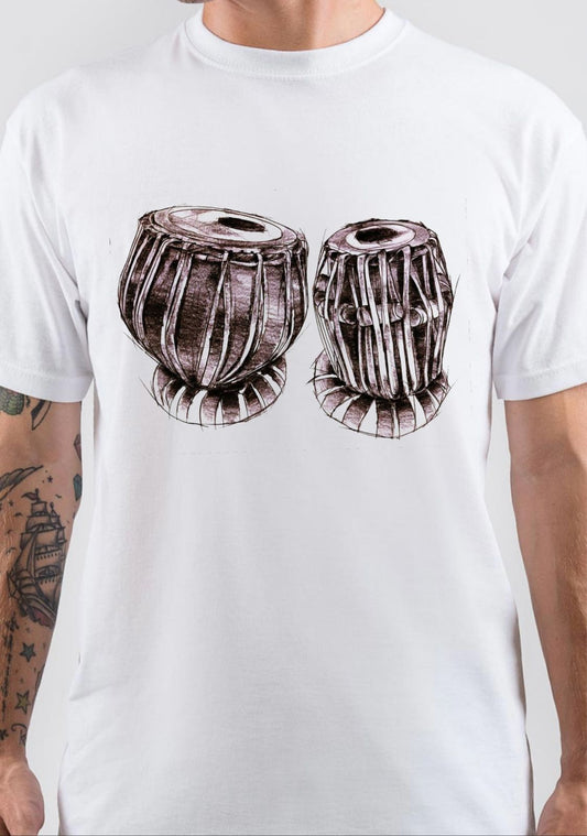 Tabla Musical T-Shirt, Vintage POD Graphic Tee for Streetwear Fans
